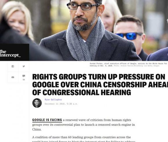 RIGHTS GROUPS TURN UP PRESSURE ON GOOGLE OVER CHINA CENSORSHIP AHEAD OF CONGRESSIONAL HEARING