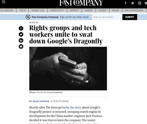 Rights groups and tech workers unite to swat down Google’s Dragonfly