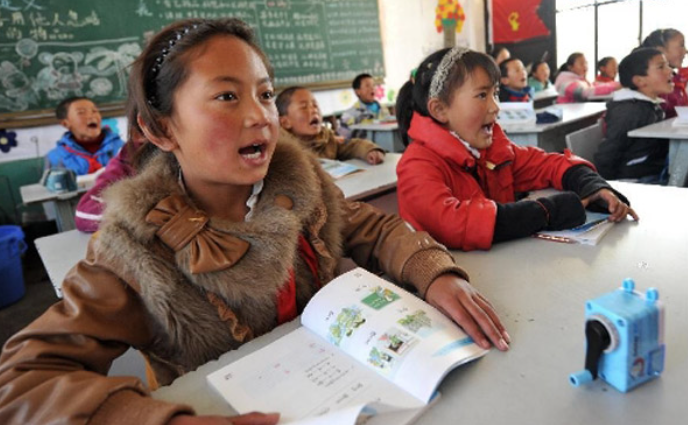 Tibetan Children in school
